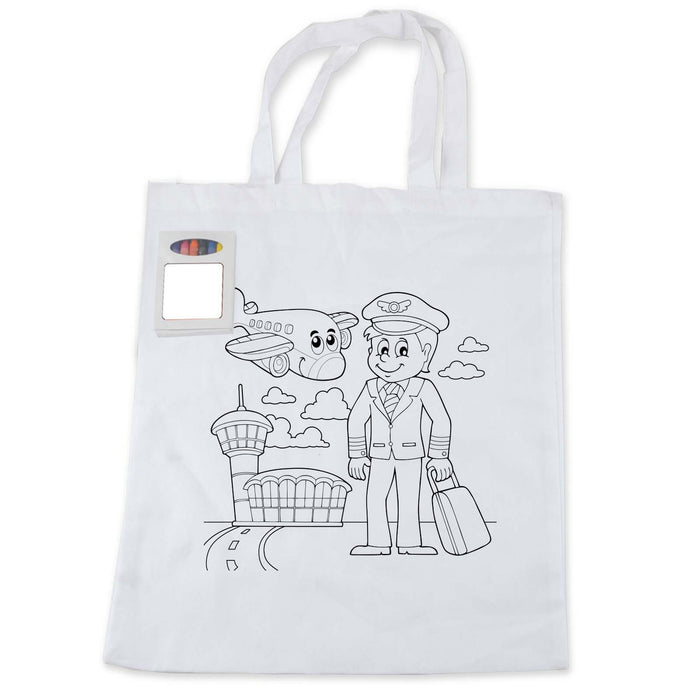 Colouring Short Handle Cotton Bag & Crayon