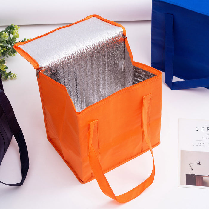 NON WOVEN COOLER BAG WITH ZIPPED LID