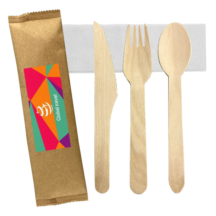 4 PCS WOODEN CUTLERY SET